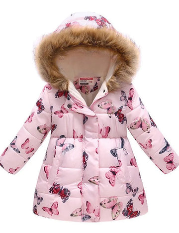 Butterfly Printed Fur Collar Coat - Mini Taylor